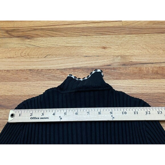 Cache Women's S Black Sweater 100% Silk Cardigan Ribbed Knit Stretch Y2K Zip - Picture 5 of 8